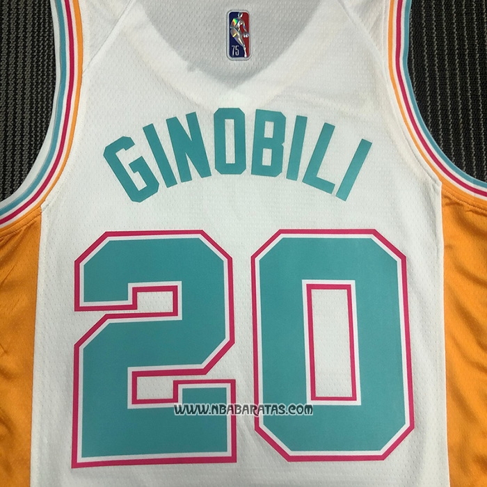 Camiseta San Antonio Spurs Manu Ginobili #20 Ciudad 2021-22 Blanco
